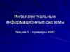 Интеллектуальные информационные системы. Лекция 5. Примеры ИИС
