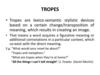 Tropes are lexico-semantic stylistic devices based on a certain change/transposition of meaning