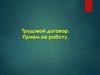 Трудовой договор. Прием на работу