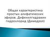 Общая характеристика простых алифатических эфиров. Дифенилгидрамин гидрохлорид (Димедрол)