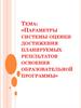 Параметры системы оценки достижения планируемых результатов освоения образовательной программы