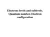 Electrons levels and sublevels. Quantum number Electrons levels and sublevels. Quantum number