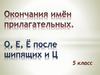 Окончание имён прилагательных. О, Е, Ё после шипящих и Ц. 5 класс