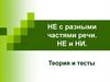 НЕ с разными частями речи. НЕ и НИ. Теория и тесты