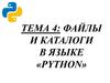 Файлы и каталоги в языке «Python». Тема 4