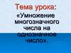 Умножение многозначного числа на однозначное число