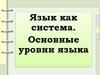 Язык как система. Основные уровни языка