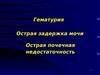 Гематурия. Острая задержка мочи. Острая почечная недостаточность