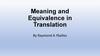 Meaning and Equivalence in Translation
