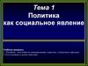 Политика как социальное явление  (лекция 1)