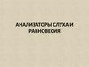 Анализаторы слуха и равновесия