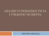 Анализ успеваемости за I учебную четверть 2023-2024 учебный год