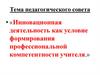 Инновационная деятельность как условие формирования профессиональной компетентности учителя