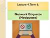 Lecture 4. Term 6. Network Etiquette (Netiquette)