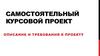 Самостоятельный курсовой проект. Описание и требования к проекту