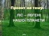 Ліс – легені нашої планети
