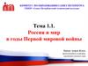 Россия и мир в годы Первой мировой войны  (тема 1.1)