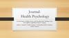 Journal: Health Psychology