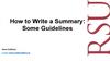 How to Write a Summary: Some Guidelines