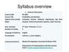 Syllabus overview