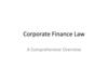 Corporate Finance Law