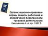 Организационно-правовые нормы защиты работника и обеспечения безопасности трудовой деятельности
