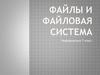 Файлы и файловая система. Информатика. 7 класс