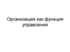 Организация как функция управления