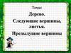Дерево. Следующие вершины, листья. Предыдущие вершины