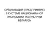 Организация (предприятие) в системе национальной экономики Республики Беларусь