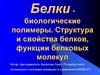 Белки - биологические полимеры. Структура и свойства белков, функции белковых молекул