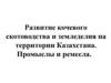 Развитие кочевого скотоводства и земледелия на территории Казахстана. Промыслы и ремесла