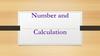 Number and Calculation