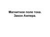 Магнитное поле тока. Закон Ампера