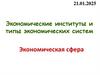 Экономические институты и типы экономических систем Экономическая сфера