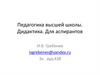 Педагогика высшей школы. Дидактика. Для аспирантов
