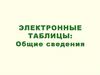 Электронные таблицы: общие сведения. Назначение электронных таблиц