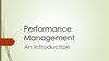 Performance Management. An Introduction