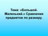 Большой. Маленький. Сравнение предметов по размеру