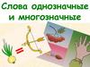 Слова однозначные и многозначные. Лексическое значение
