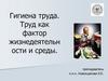 Гигиена труда. Труд как фактор жизнедеятельности и среды