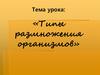 Типы размножения организмов. Знания о размножении как основном свойстве всех организмов