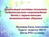 Организация системы психолого-педагогического сопровождения детей с ограниченными возможностями здоровья