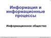 Информация и информационные процессы. Информационное общество