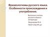 Фразеологизмы русского языка. Особенности происхождения и употребления