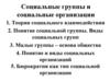 Социальные группы и организации. Теории социального взаимодействия