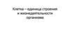 Клетка – единица строения и жизнедеятельности организма