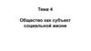 Общество как субъект социальной жизни. Тема 4