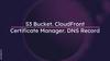 S3 Bucket. CloudFront. Certificate Manager. DNS Record