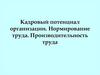 Кадровый потенциал организации. Нормирование труда. Производительность труда